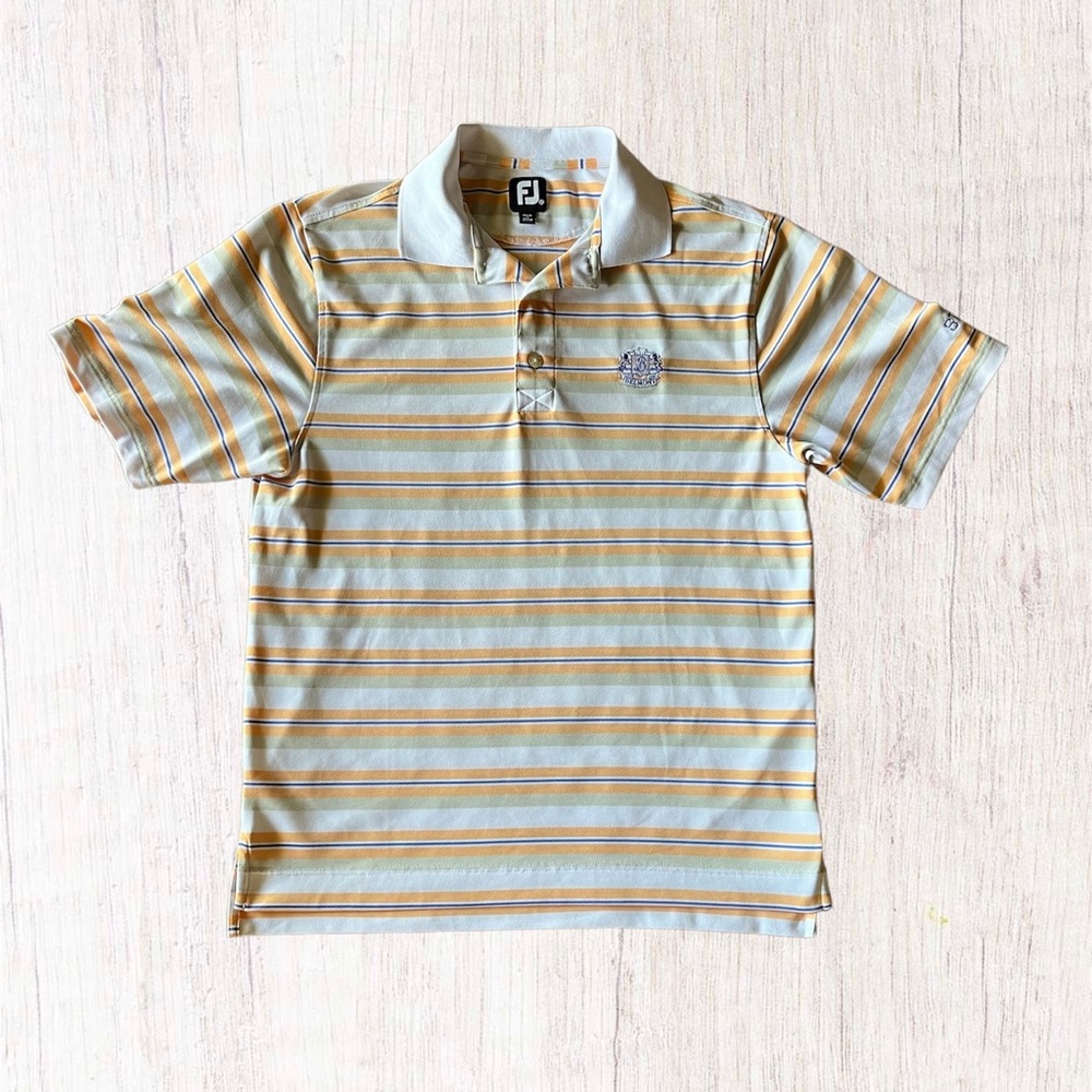 Footjoy Belmont Orange, Blue, White Striped‎ Golf Polo Men’s Size Large